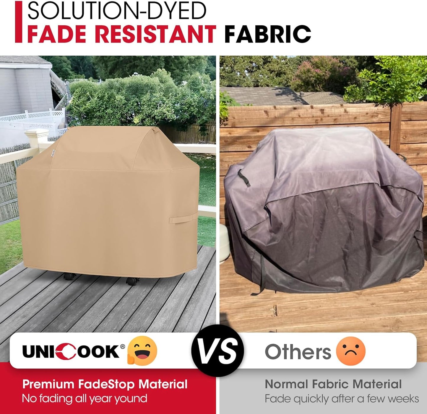 BBQ Grill Cover for Outdoor Grill 48 Inch, Heavy Duty Waterproof 2 Burner BBQ Cover, Compatible with Weber Char-Broil and Nexgrill Gas Grills, All Weather Protection, Light Brown