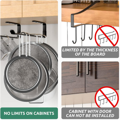 Coffee Mug Holder under Cabinet 3 Pack, Metal Sturdy Mug Rack under Shelf Organizer, Display Hanging Cup Storage Hooks for Bar Kitchen Utensils/Wine Glasses/Tea Cup, Black