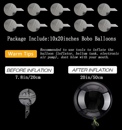 20 Inch Bobo Balloons Bubble Balloons, 10 Pcs Clear Bobo Balloon, Large Transparent Bubble Balloon for Christmas Wedding Birthday Party Decoration