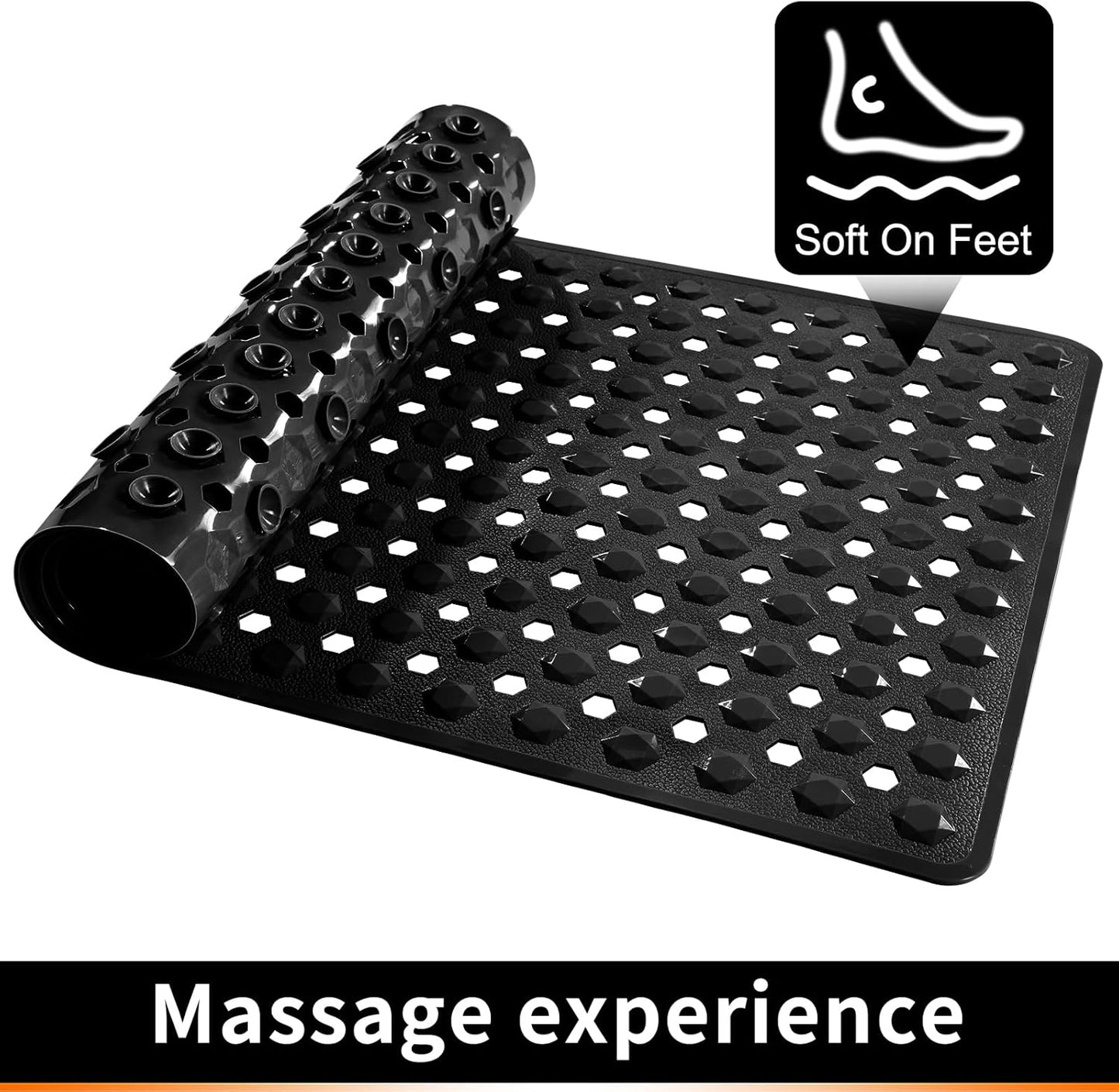 Bath Mat Set Non Slip, Machine Washable Water Absorbent, Ultra Soft Plush Microfiber, Drain Holes Suction Cups, Bathroom Essentials for Tub Shower Floor