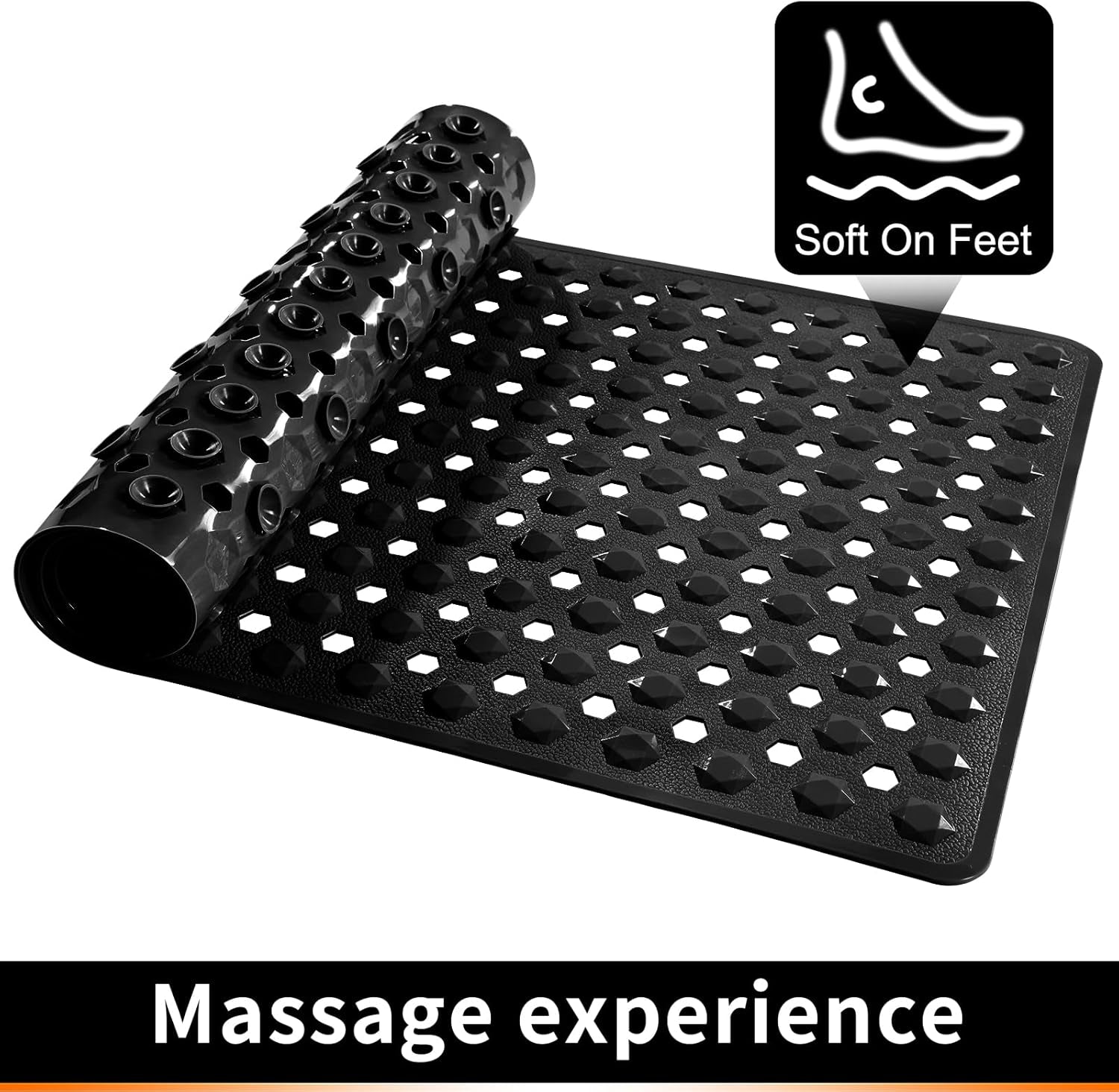 Bath Mat Set Non Slip, Machine Washable Water Absorbent, Ultra Soft Plush Microfiber, Drain Holes Suction Cups, Bathroom Essentials for Tub Shower Floor