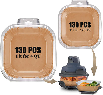 Air Fryer Liners Disposable for Ninja Crispi, 260 PCS Parchment Paper for Ninja Crispi 4-In-1 Portable Glass Air Fryer Cooking System, Non-Stick Airfryer Parchment Paper Liners for Ninja Crispy ﻿