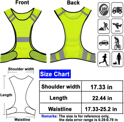 Reflective Night Running Vest with Adjustable Strap & Breathable Holes, Ultrathin Lightweight Safety Vest with 360° High Visibility for Running, Jogging, Cycling, Hiking, Walking, Yellow