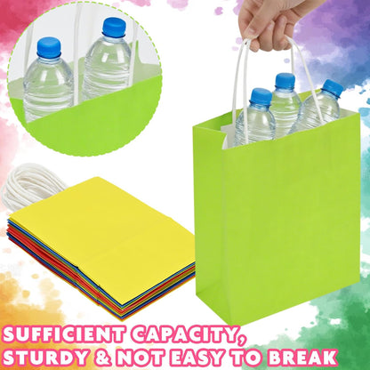 10 Pcs Paper Gift Bags with Handles, 8" Rainbow Color Goodie Bags for Party, Christmas, Favor, Birthday, Wedding, Events, Classrooms, Celebrations