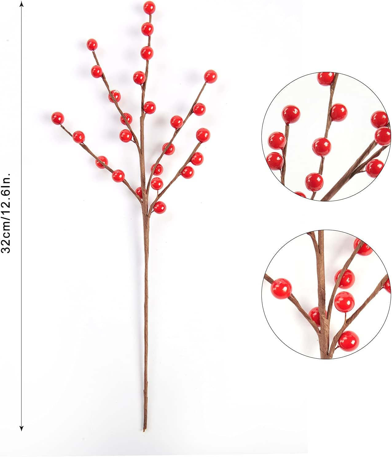 12 Pack Berry Stems - 12.6'' Holly Berry Stems for Christmas Tree Filler Branches, Red Berries Christmas Decor, Picks, Artificial Cranberries Ornaments Crafts Holiday Home Decor