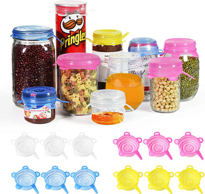 Silicone Stretch Lids/Pet Food Can Covers/12 Pack, Reusable Durable Storage Covers for Dog Cat Food, Cups Small Bowls Cans Jars Fruits, the Same Sizes of 2.6 Inch (Can Stretches to 3.5 Inches)