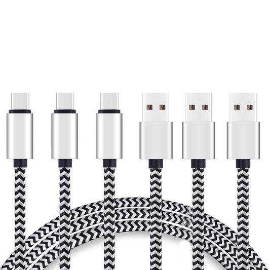 USB Type C Cable 10Ft 3Pack Quick Sync Charging USB C 2.0 to USB a Nylon Braided Cord for BSB Qc Wall Car Galaxy S22/S22+/S22 Ultra,Galaxy S21 5G/S21+ 5G/S21 Ultra 5G/S21 FE 5G,Galaxy S20