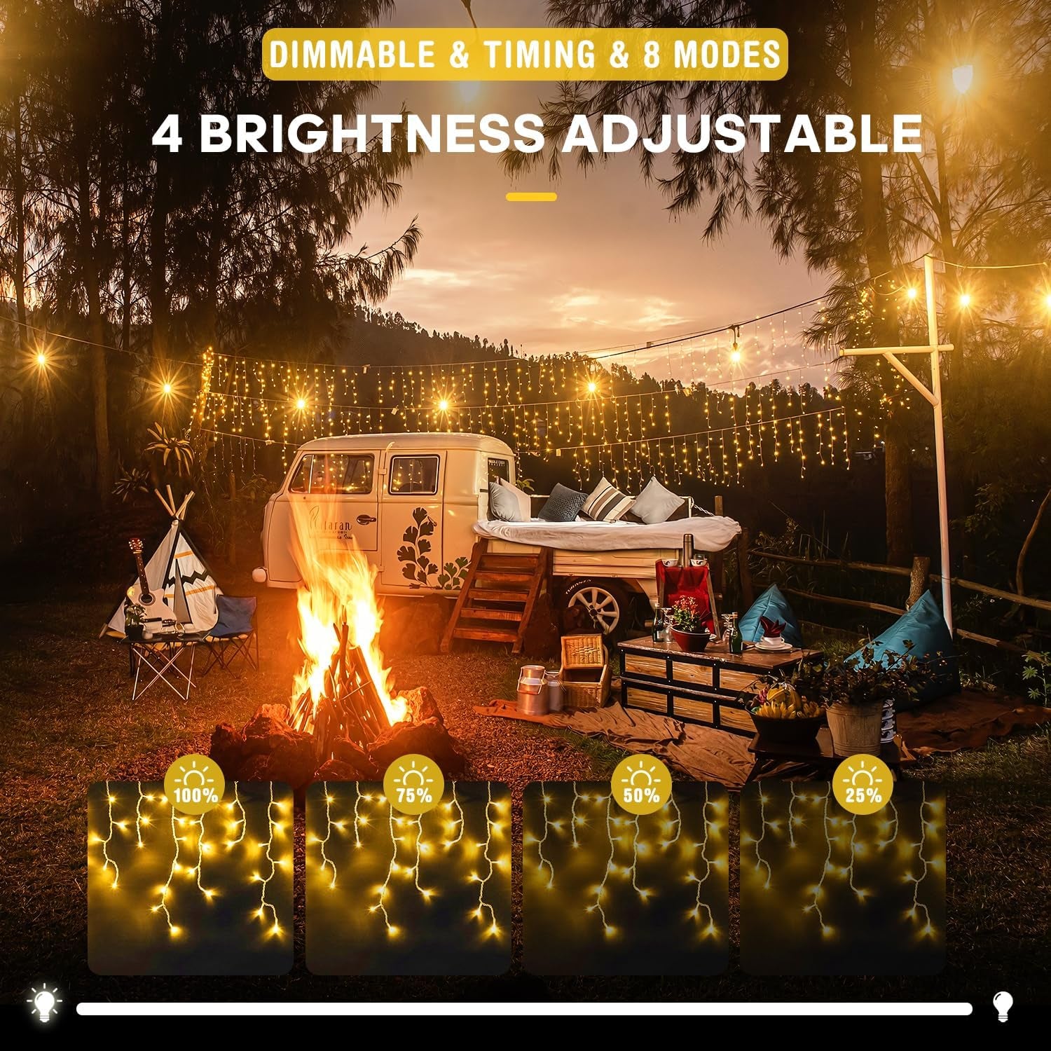 38.8FT Icicle Lights for Outside, 400 LED Icicle Christmas Light Outdoor Indoor Plug In, Warm White Curtain String Lights for Wedding House Patio Party Fireplace Holiday Decorations