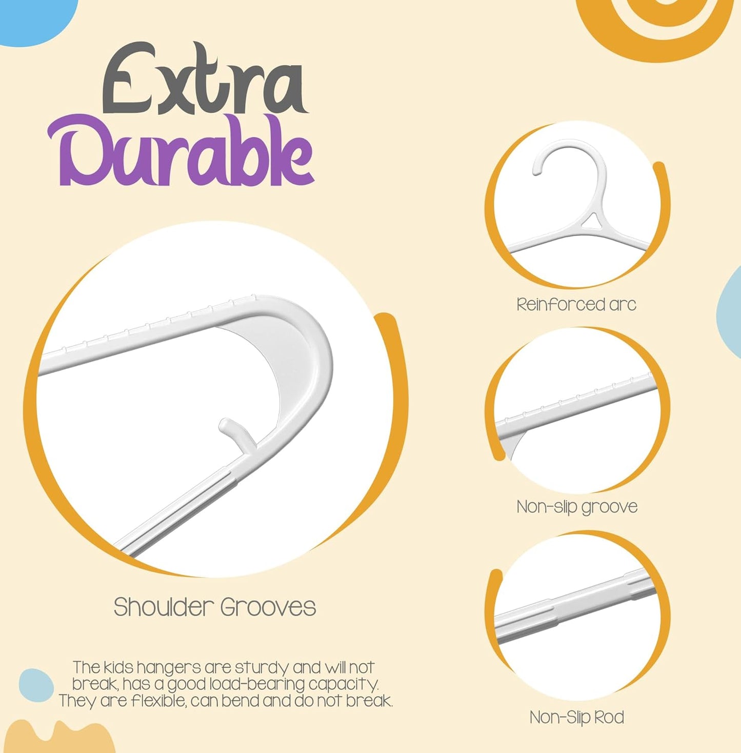 Kids Hangers - 11 Inch Plastic Baby Hangers for Closet - Infant or Childrens Hangers for Clothes 60 Pack (White)