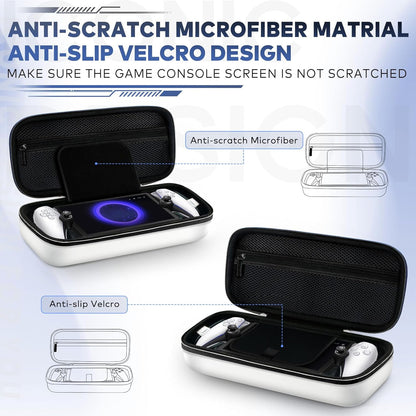 Carry Case for Playstation Portal Remote Player for PS 5 Console Holds Accessories, Portable Hard Shell Pouch Anti-Drop Travel Bag with Protective Storage Mesh Pocket,Travel Friendly, White