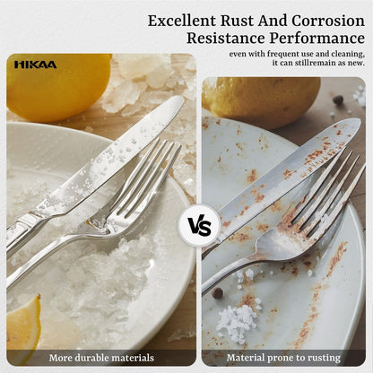 Premium Stainless Steel Flatware Set with Ergonomic Wide-Based Handles for Enhanced Comfort and Durability (40 Pieces)
