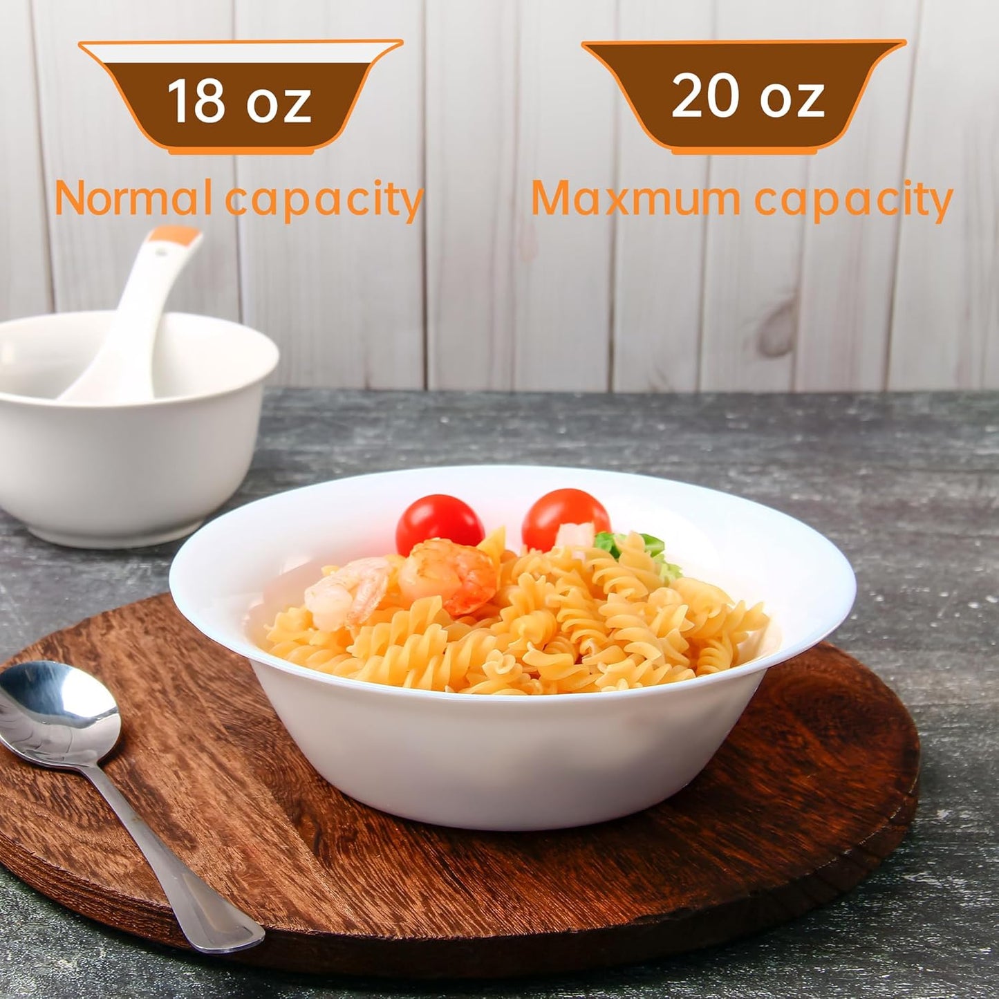 Set of 12 Tempered Glass Soup Bowls, 20 OZ Round Cereal Dishes, Microwave and Dishwasher Safe