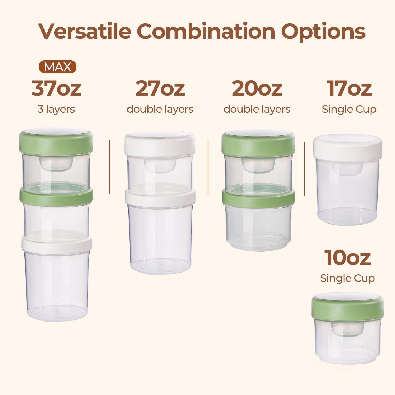 2 Pack Overnight Oats Containers with Lids 27 Oz, Plastic Yogurt Parfait Cups with Folding Spoons to Go, Dual-Layer Chia Pudding Jars Reusable with Granola Holder for Snack, Meal Prep, Sala