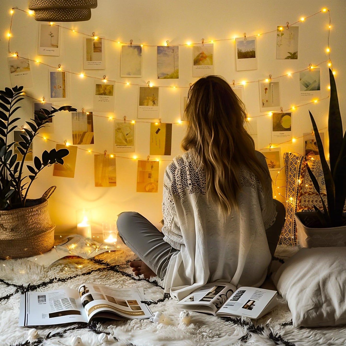 200 LED Plug in Fairy Lights for Bedroom, 8 Modes Warm White Classroom Lights Indoor with Wheel, 66 Ft Remote Control Twinkle String Lights for Classroom Dorm Party Gift Decor