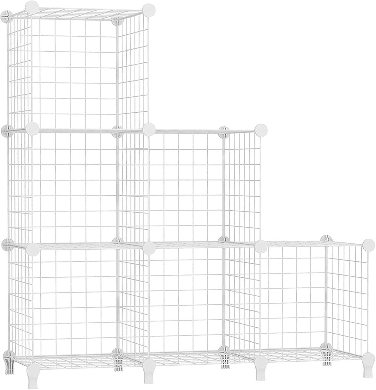 Wire Cube Storage Organizer, Closet Organizers and Storage, Metal 6 Cube Storage Shelves Bookshelf, Portable Closet Clothes Organizer for Bedroom, Home, Office, White