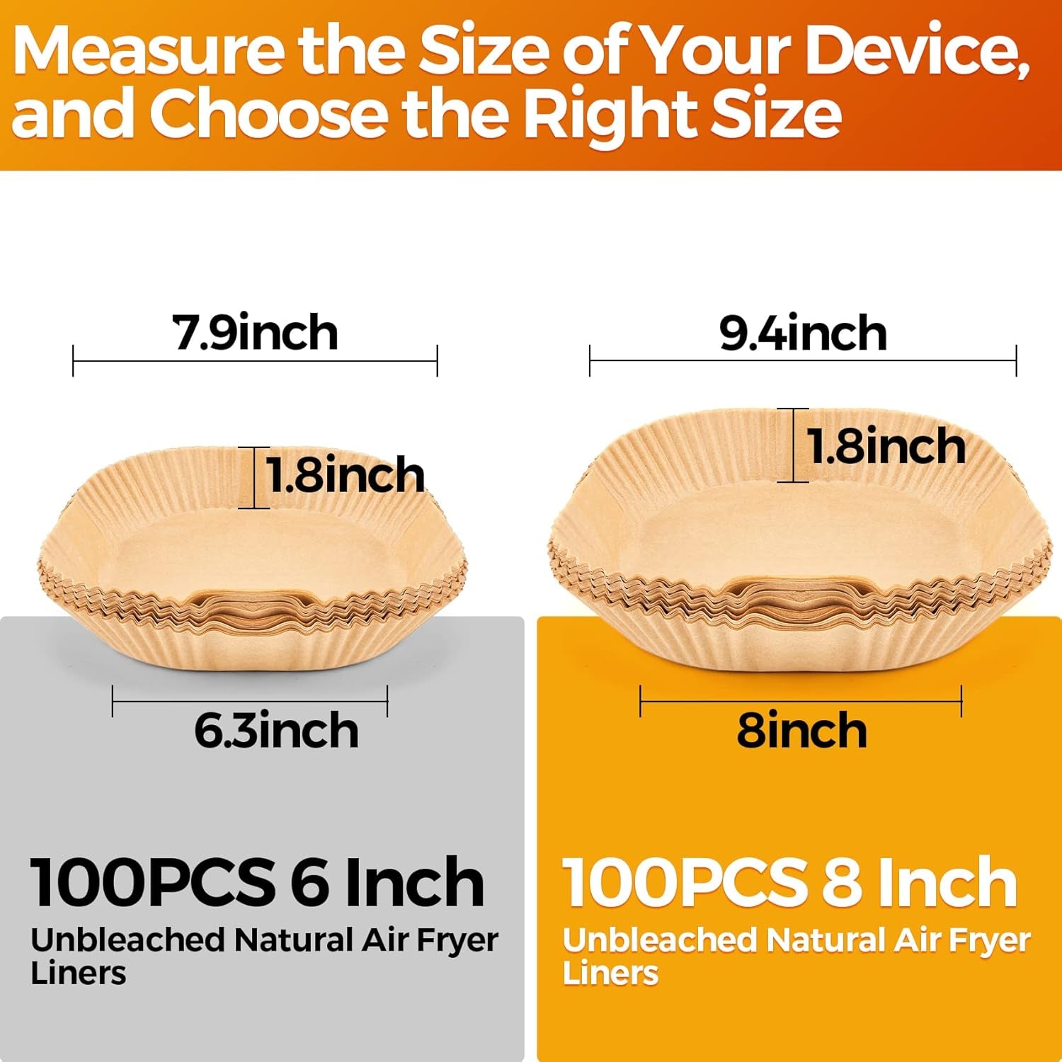 Air Fryer Paper Liners: 100Pcs Parchment Paper, 8" Air Fryer Liner Disposable for Microwave, Non-Stick Square Air Fryer Basket Liner