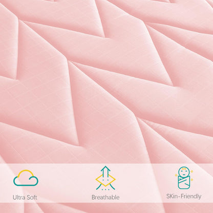 Foam Play Mat 50×50 for Baby Girls, Muslin Kids Play Mat Fits for Dripex & Suposeu Playpen, One-Piece Crawling Mat for Baby & Toddler to Play on Floor, Non Slip, Pink