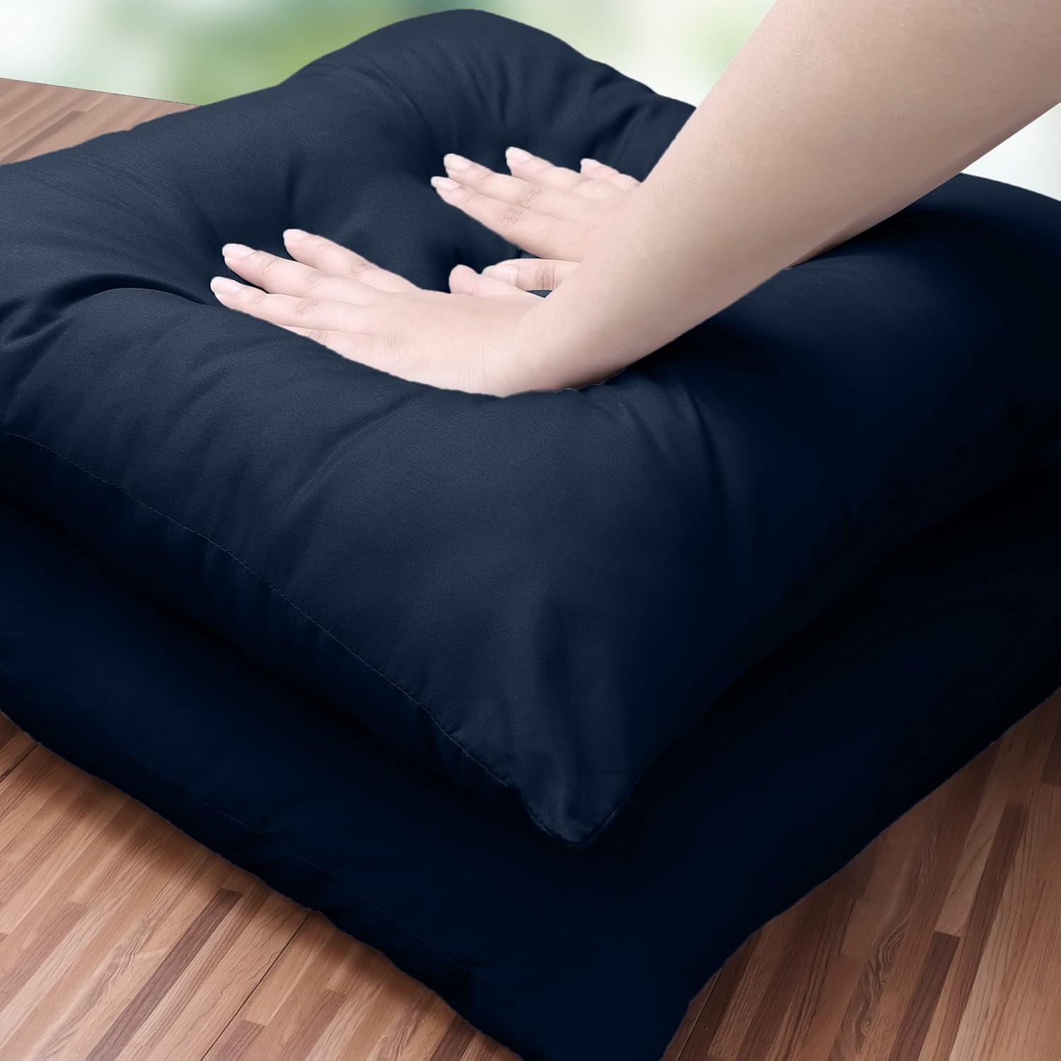 Throw Pillows Insert (Pack of 2, Navy) - 18 X 18 Inches Bed and Couch Pillows - Indoor Decorative Pillow