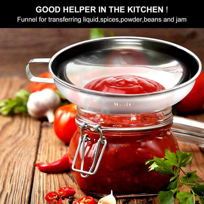 5.5 Inch and 4 Inch Stainless Steel Wide-Mouth Funnel with Handle for Wide and Regular Mason Jars Canning Jars,Wide Mouth Funnels for Kitchen Use Transferring Liquid and Dry Ingredients!