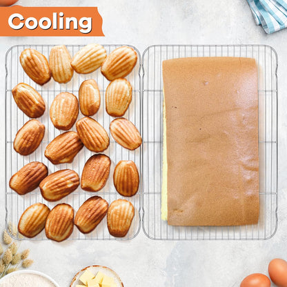 Cooling Baking Rack Pack of 2, Stainless Steel Cooling Racks for Cooking Baking Roasting Grilling Drying, Dense Wires & Smooth Edge, Easy to Clean, Silver, 16.6" X 11.5"