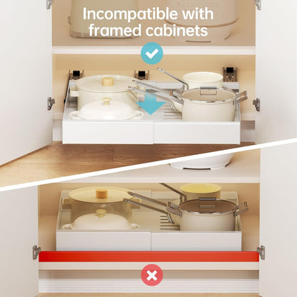 Pull Out Cabinet Organizer, 21" Deep Pull Out Drawers for Cabinets, Expandable Slide Out Drawers for Kitchen, Cabinets, Bathroom, Pantry Storage