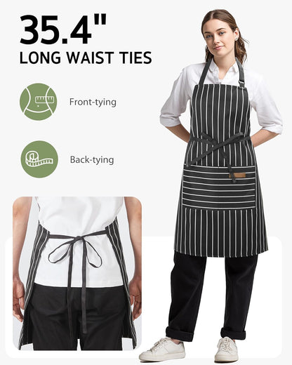 2 Pack Kitchen Aprons, Apron for Cooking with 2 Pockets for Men Women Adjustable Bib Chef Apron