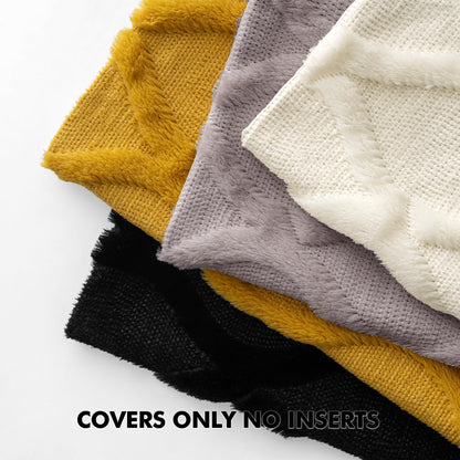 Spring Decorative Throw Pillow Covers Mustard Yellow 18X18 Inch Set of 2, Soft Plush Faux Wool Couch Cushion Covers Farmhouse Throw Pillows for Couch Bed Sofa Living Room