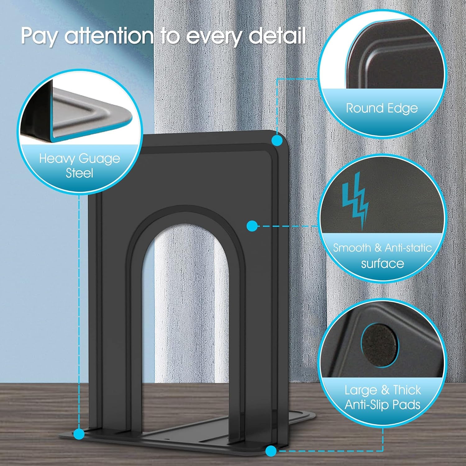 Book Ends, Bookends for Shelves, 24Pcs Metal Bookends, Book Ends for Heavy Books Holders for Office Home Library Book Ends Supports, Book Ends to Hold Books Heavy Duty