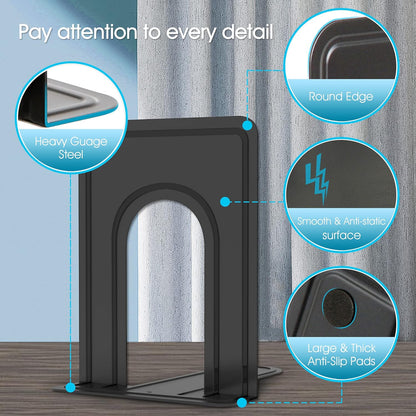 Book Ends, Bookends for Shelves, 24Pcs Metal Bookends, Book Ends for Heavy Books Holders for Office Home Library Book Ends Supports, Book Ends to Hold Books Heavy Duty