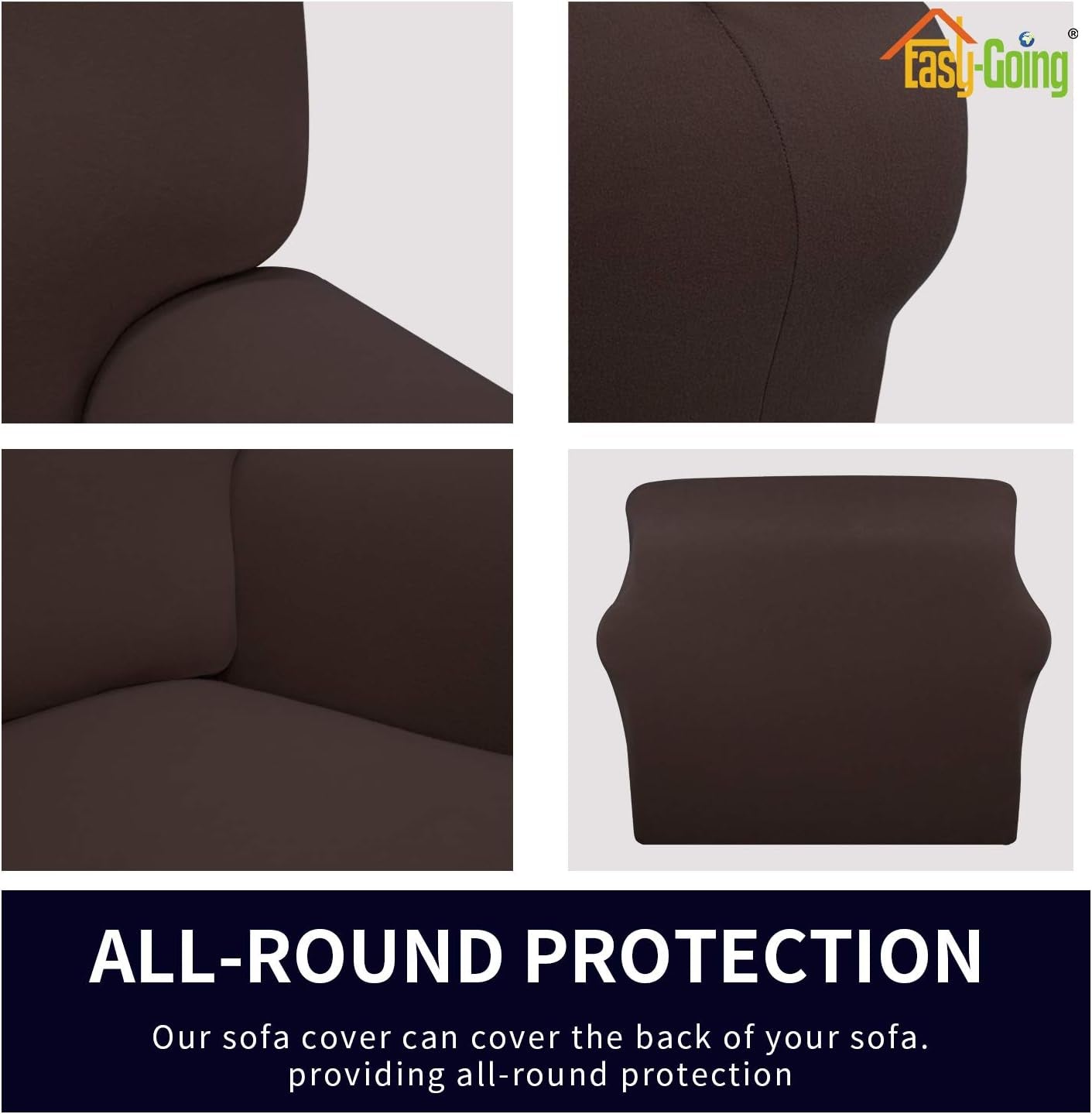 Fleece Stretch Sofa Slipcover Spandex Non-Slip Soft Couch Sofa Cover, Washable Furniture Protector with Anti-Skid Foam and Elastic Bottom for Kids, Pets(Sofa, Chocolate)