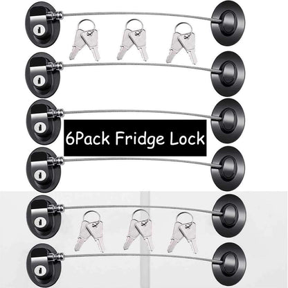 6 Pack Refrigerator Locks with 12 Keys,Child Safety Fridge Lock,Refrigerator Lock Combination,Mini Fridge,File Drawer,Toilet Seat Lock with Strong Adhesive (Black)