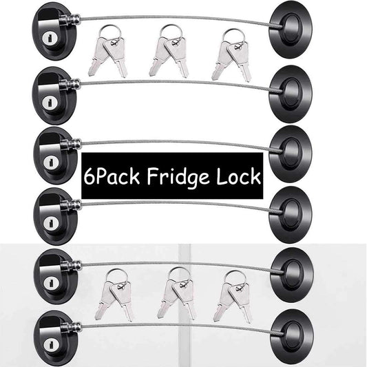 6 Pack Refrigerator Locks with 12 Keys,Child Safety Fridge Lock,Refrigerator Lock Combination,Mini Fridge,File Drawer,Toilet Seat Lock with Strong Adhesive (Black)