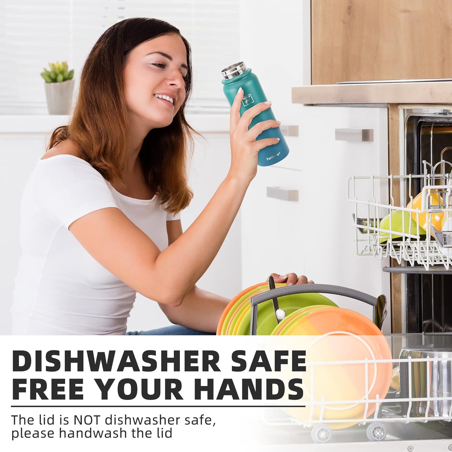 20 Oz Stainless Steel Insulated Sports Water Bottles with Straw for Kids, Men and Women (Green Blue)