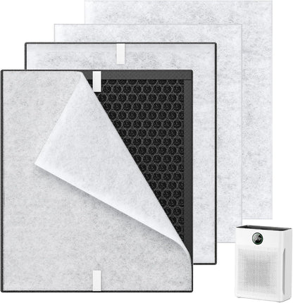2 Pack PR1 Replacement Filter for Mooka Mode PR1 Air Purifier, H13 True HEPA Filter for Home Large Room up to 2200Sq.Ft, Includes 4Pcs Washable Pre Filter Removes Pollen Dander Smoke Pet Hair Dust