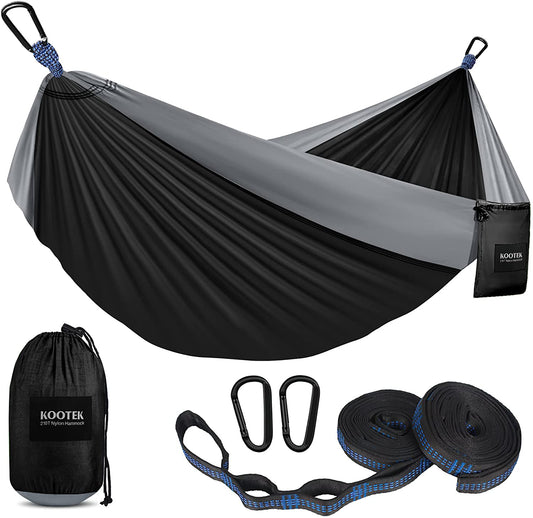 Camping Hammock 500 Lbs Capacity, Portable Hammocks with Tree Straps & Attached Carry Bag, Camping Essentials Gear, Perfect for outside Indoor Hiking Beach Backpack Travel