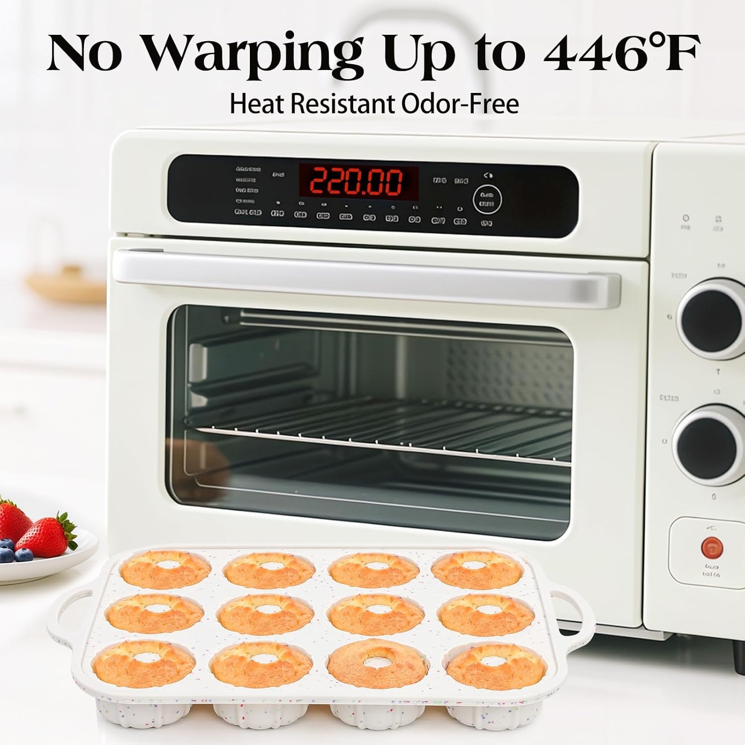 Silicone Mini Fluted Tube Cake Pans with Metal Reinforced Frame, 12-Cavity Mini Flan Molds, Non-Stick Cupcakes Pans for Baking, Donuts, Muffins, Cornbread, Brownies, Jellies