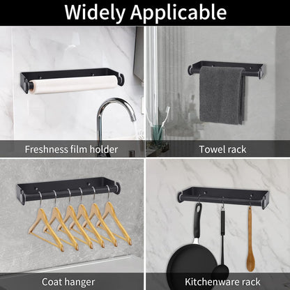 Under Cabinet Paper Towel Holder, Adhesive or Drill Mount Paper Towel Holder, Wall Mount Paper Towel Holders for Kitchen or Bathroom (Black)
