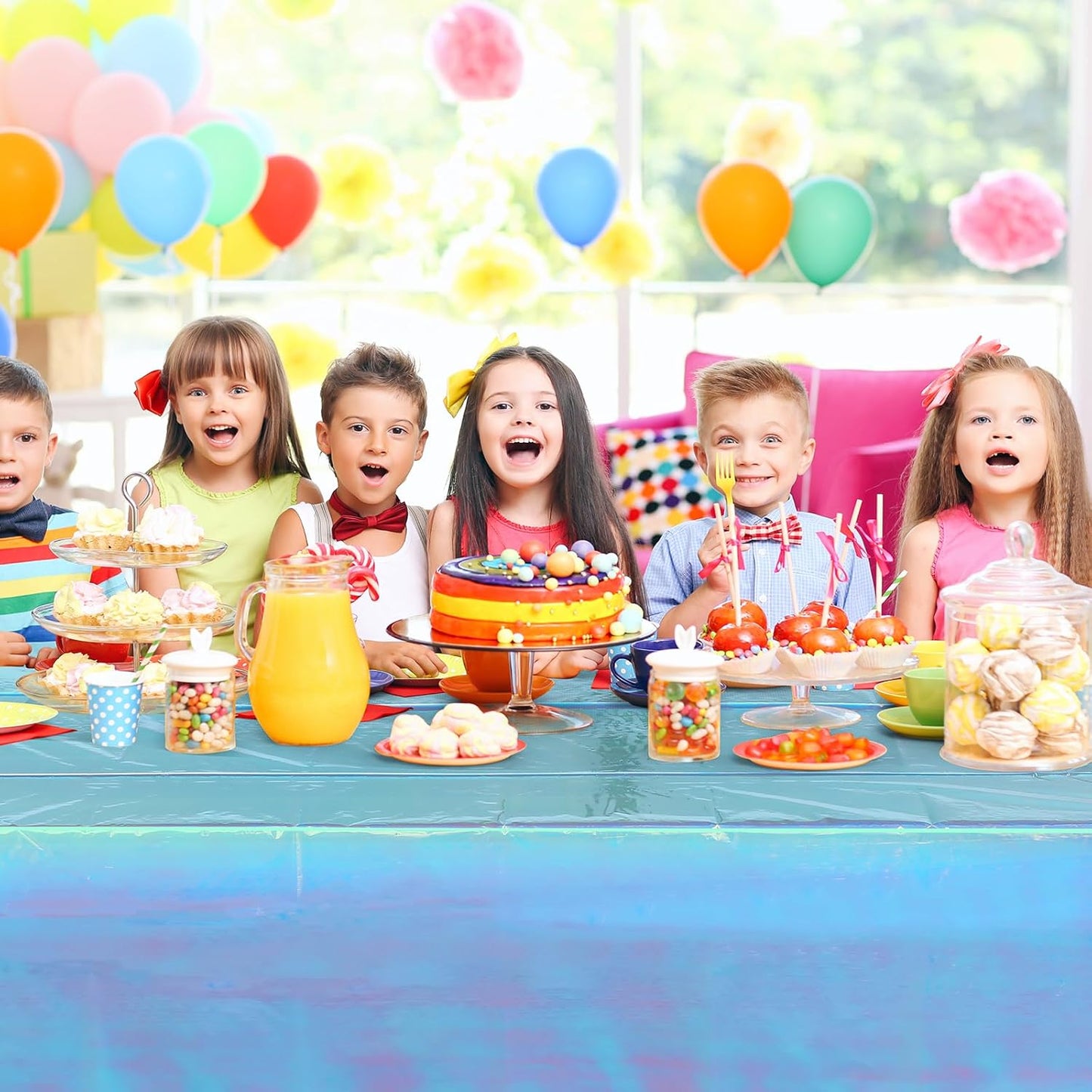 3 Pack Iridescent Blue Plastic Tablecloth,Shiny Blue Disposable Laser Rectangle Table Covers,Blue Holographic Foil Tablecloth Party Decorations for Birthday,40X108''