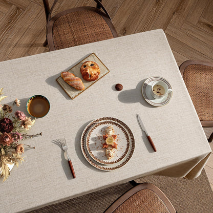 Grayish White Linen Tablecloth 60X84 Inch Rectangle Table Cloth Waterproof,Stain Resistant & Wrinkle Resistant for Dining Party Wedding