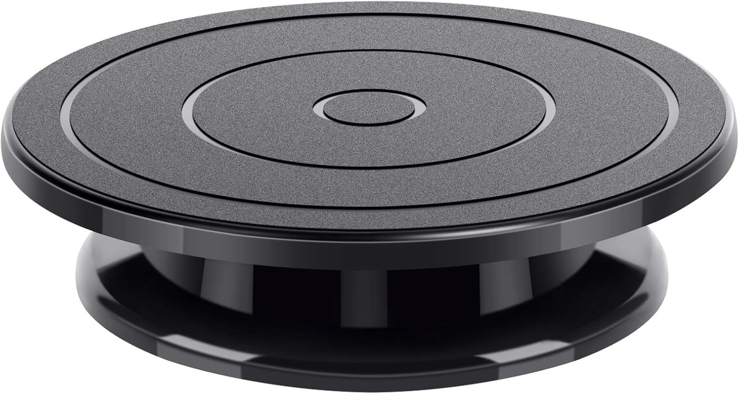 11 Inch Rotate Turntable Sculpting Wheel Revolving Cake Turntable Black Painting Turn Table Lightweight Stand for Paint Spraying Spinner, Cake Decorating, Displaying Item