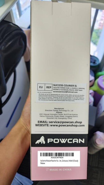 24 Oz Double Walled Water Bottle for Women: Leakproof, Cup Holder Friendly, Standard Mouth, Top Handle, Insulated Stainless Steel Flask for Student, Teacher, Nurse, Commuter, Bag, Home (Cloudy Rose)