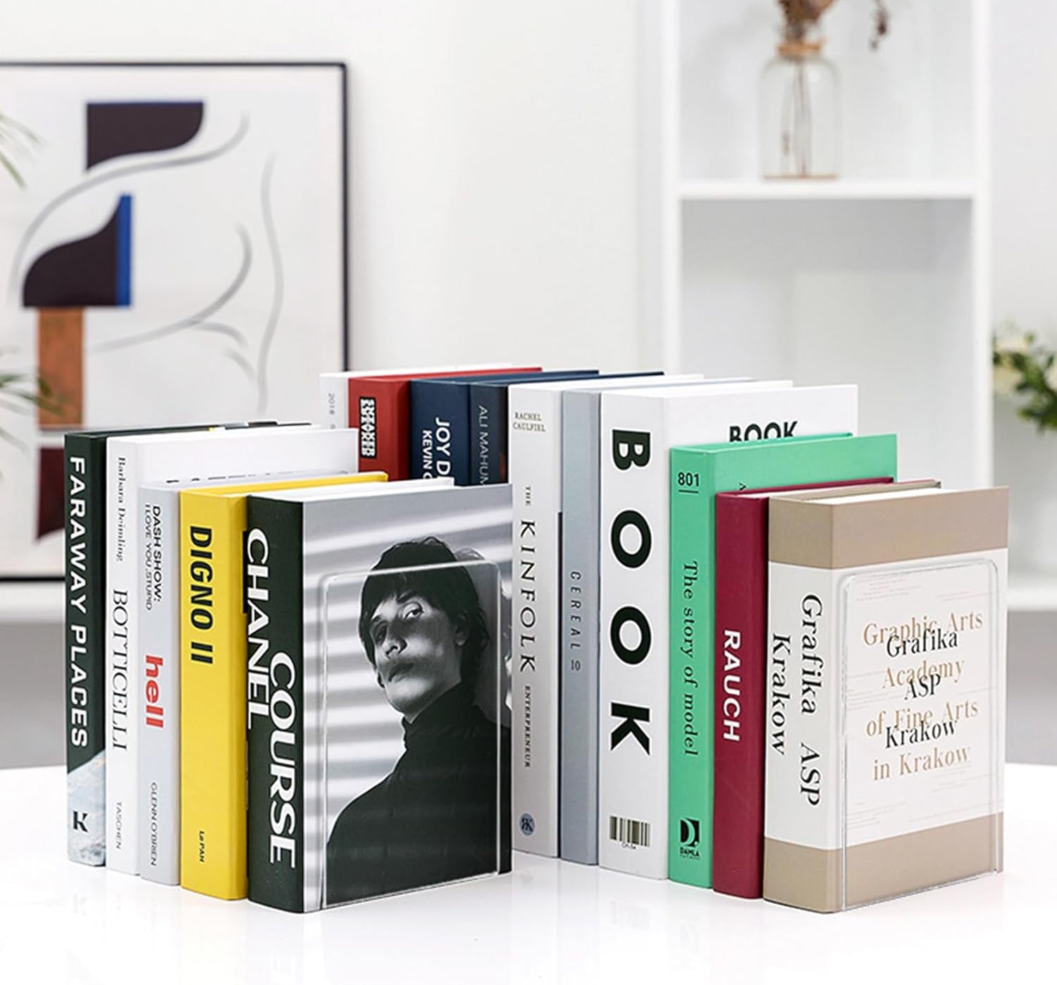 Book Ends 6 Pcs Acrylic Bookends Clear Book Holders for Shelves, Book Organizer with 24 Pcs Silicone Non-Slip Mats for Library Office School (5 * 5 * 7.3 Inch 3Mm Thickness 3 Pairs/ 6 Pcs)