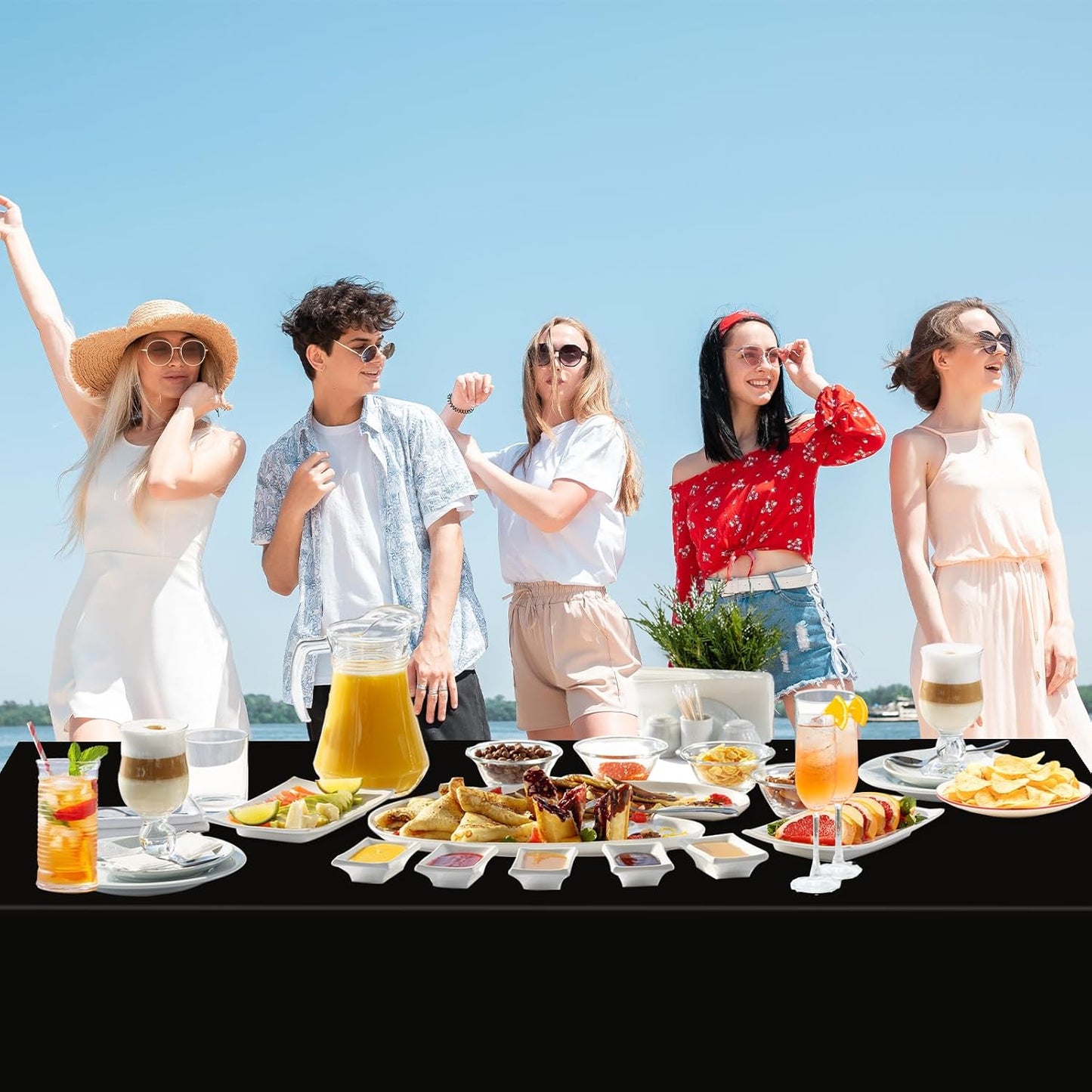 6 Pack Black Tablecloths Disposable Table Covers 54" X 108" Table Cloths for BBQ Birthday Picnic Bridal Shower Engagement Wedding Plastic Table Cloths for Parties