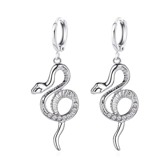 Snake Earrings for Women, Mothers Day Gifts for Women, Long Serpent Earrings Reputation Snake Earrings Punk Gothic Earrings for Teen Girls, Vintage Snake Jewelry Inspired Fans Gift(Ds01, Silver)