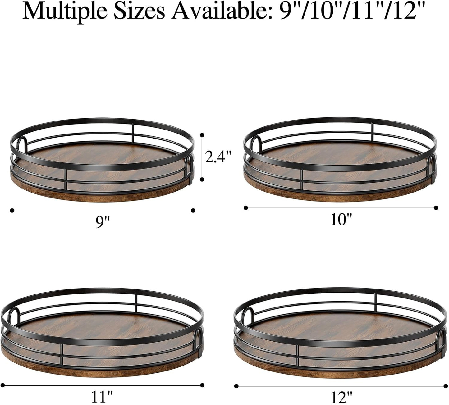 9'' Lazy Susan Turntable Organizer for Cabinet, round Wood Lazy Susan for Table Top, Countertop, Kitchen, Pantry, Spice, Bathroom Vanity, Decor
