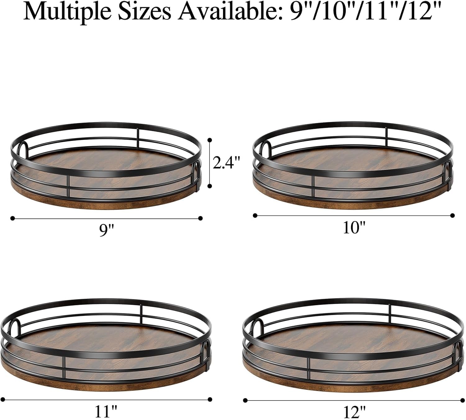 9'' Lazy Susan Turntable Organizer for Cabinet, round Wood Lazy Susan for Table Top, Countertop, Kitchen, Pantry, Spice, Bathroom Vanity, Decor