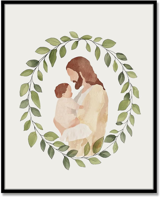 Miscarriage Baby Loss Watercolor Print, Jesus Christ Holding Gender Neutral Baby, Miscarriage Art, Miscarriage Keepsake, Baby Loss Gift, Baby Loss Sympathy Gift (5 X 7 Inches)