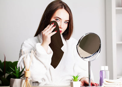 24 Pack Cotton Washcloths Set - 100% Ring Spun Cotton, Premium Quality Flannel Face Cloths, Highly Absorbent and Soft Feel Fingertip Towels (Brown)