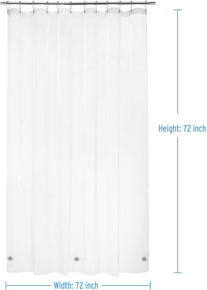 Shower Curtain Hooks Plastic Double Shower Curtain Rings and 72X72 Inches PEVA 3G Shower Curtain Liner