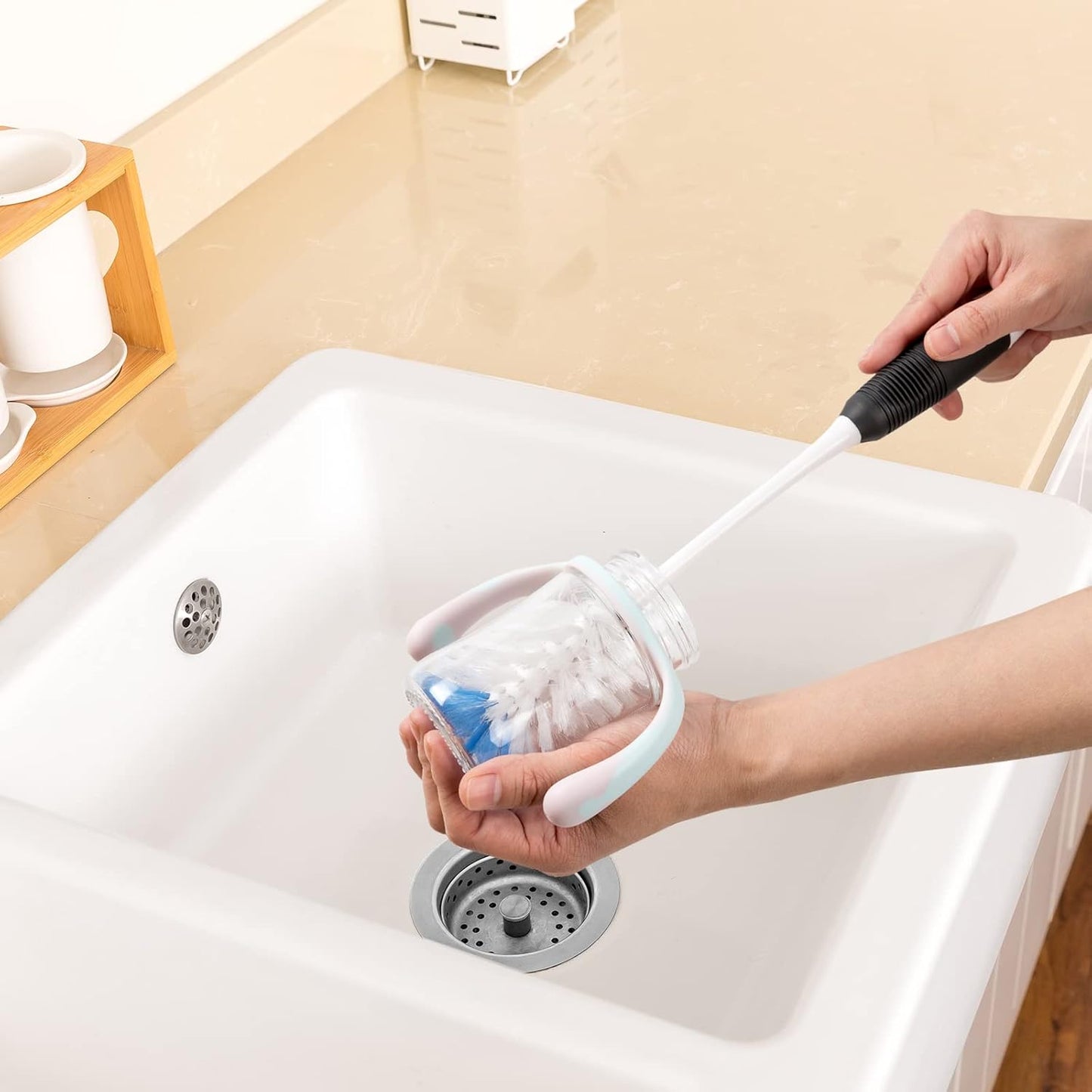 12 Pcs Shower Curtain Hooks and 2 Pack Bottle Cleaner Brushes